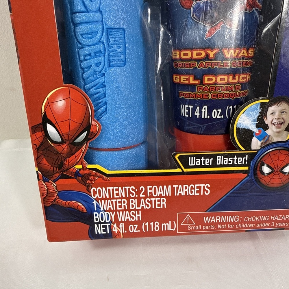 Spiderman Bath Blaster Body Wash Water Blaster‎ & 2 Foam Targets (T56) - Picture 2 of 4